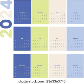 Calendar 2024, Monday start 2024