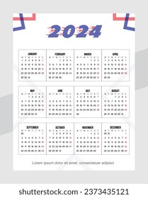 calendar for 2024 new vector design