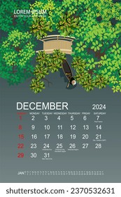 Calendar 2024 with a panorama of mangrove forests and their habitat.