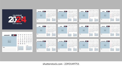 Calendar 2024 planner corporate template design set. template for annual calendar 2024