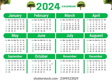 Calendar 2024 Simple Minimal Design Week Starts From Sunday Happy New Year Planner