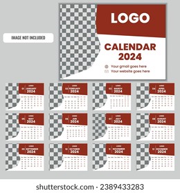 Calendar 2024 with simple and modern design . New Calander design 2024 vector graphic