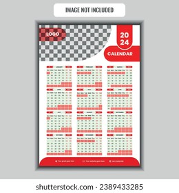 Calendar 2024 with simple and modern design . New Calander design 2024 vector graphic