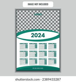Calendario 2024 con diseño sencillo y moderno. Diseño de Nueva Calander gráfico vectorial 2024