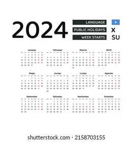 Calendar 2024 Somali Language Somalia Public Stock Vector Royalty Free   Calendar 2024 Somali Language Somalia 260nw 2158703155 