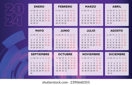 calendar 2024 in spanish vector