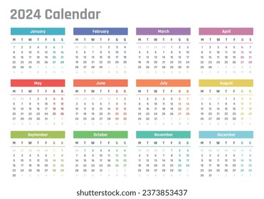 calendar for 2024 starts monday, vector calendar design 2024 year