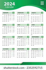 calendar 2024 template design  ready to print