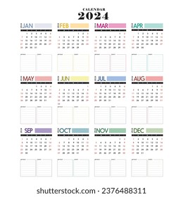 Calendar 2024 template elegant plain frames layout