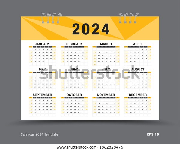 Calendar 2024 Template Vector 12 Months Stock Vector (Royalty Free ...