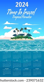 Calendario 2024 Hora de viajar afiche de pared Seychelles vintage