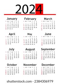 Calendar for 2024 vector illustration