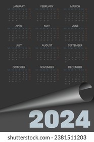 Calendar for 2024. Vector illustration. Sketch for creativity.