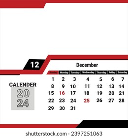 Calendario 2024 - ilustración vectorial. La semana empieza el sábado