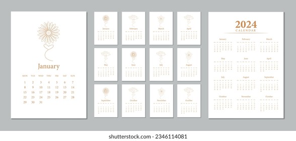 Calendar 2024. calendar 2024 week start Monday corporate design template.