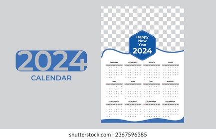 calendar 2024 week start Monday corporate design planner template.