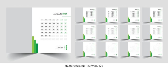 Calendario 2024 semana inicio lunes planeamiento de diseño corporativo
