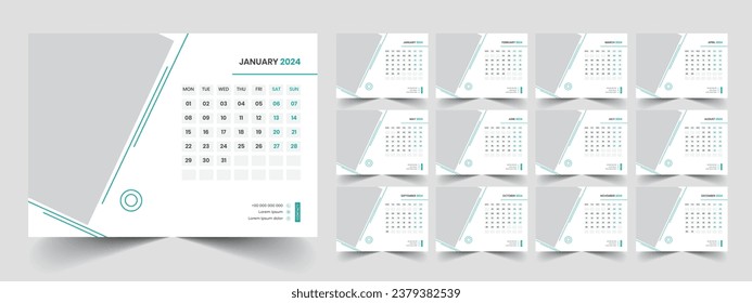 Calendar 2024 week start Monday corporate design planner template