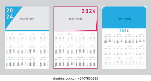 Calendar 2024 week start monday corporate template.