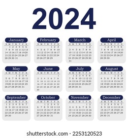 Calendar 2024, calendar 2024 week start Sunday corporate design planner template.