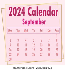 Calendar 2024, week start Sunday corporate design template vector. 2024 Calendar Planner Template. Calendar 2024 template vector, simple minimal design, Wall calendar 2024 year.