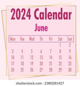 Calendar 2024, week start Sunday corporate design template vector. 2024 Calendar Planner Template. Calendar 2024 template vector, simple minimal design, Wall calendar 2024 year.