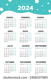 Calendario 2024, la semana comienza el lunes. Español