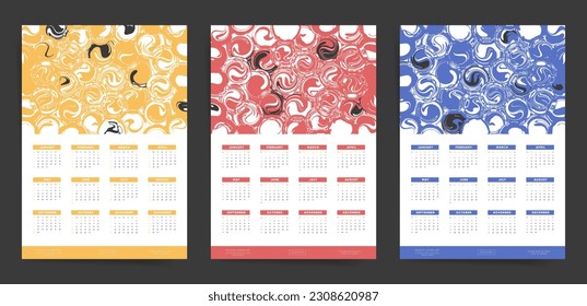 Calendar 2024, Calendar 2024 Week Starts Sunday Abstract Colorful Design Planner Template.