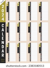 Calendario 2024 año para creador de contenido, planificador de días. Herramientas de productividad de calidad premium Prient and use.