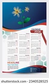 calendar 2024 year mordarn vector design