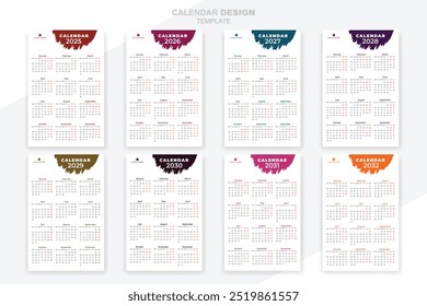 Calendar 2025 - 2032 years unique creative corporate set collection design template