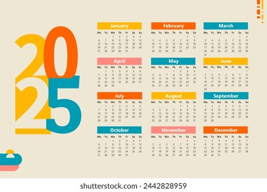 Calendar 2025 abstract typography design