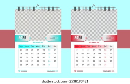 Calendar 2025 corporate template design set. Monthly planner design in corporate and business style