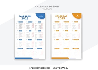 Calendar 2025 creative design template
