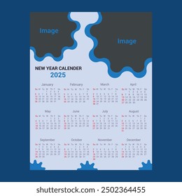 calendario, 2025, escritorio, Plantilla, mes, pared, Horizontal, 12, diseño, Vector, maquetación, tipografía, vacaciones, corporativo, portada, evento, número, empresa, día, mensual, organizador, página, imprimible, trimestre, semanal