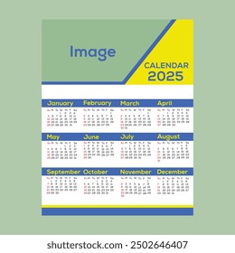 calendario, 2025, escritorio, Plantilla, mes, pared, Horizontal, 12, diseño, Vector, corporativo, cubierta, empresa, día, escritorio, calendario, fecha, inglés, semana, cuadrícula, año, anual, A4, trimestre, programa, semanal