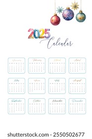 Calendario 2025 Diseño de escritorio mínimo