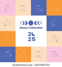 Calendar 2025 with moon phases