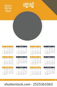Calendar 2025 new design Corporate Design Template. Week Starts Sunday One Page A4 Business Design Planner Template.
