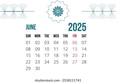 Calendar of 2025 new design single 12 months 