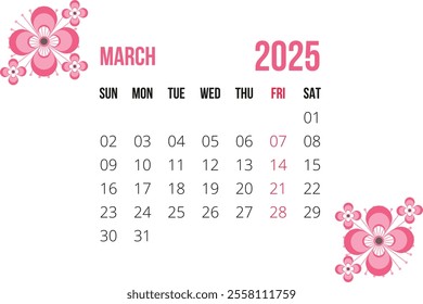 Calendar of 2025 new design single 12 months 