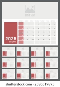 calendar for 2025 starts sunday, vector calendar design 2025 year