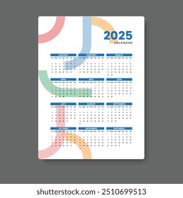 calendar 2025 tempalte design geometric background ,vector eps 10