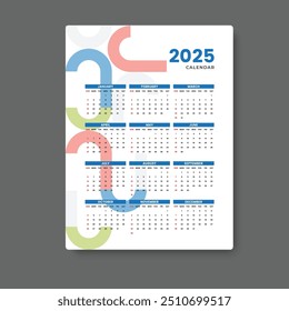 calendar 2025 tempalte design geometric background ,vector eps 10