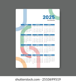 calendar 2025 tempalte design geometric background ,vector eps 10