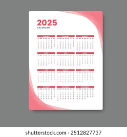 calendar 2025 tempalte design geometric background ,vector eps 10