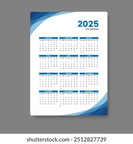 calendar 2025 tempalte design geometric background ,vector eps 10