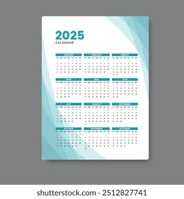 calendar 2025 tempalte design geometric background ,vector eps 10