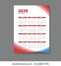 calendar 2025 tempalte design geometric background ,vector eps 10