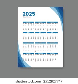 calendar 2025 tempalte design geometric background ,vector eps 10